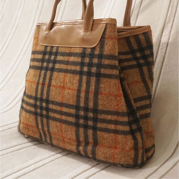 Abaco Paris Tan Black Tartan Wool Handbag - Picture 2 of 6